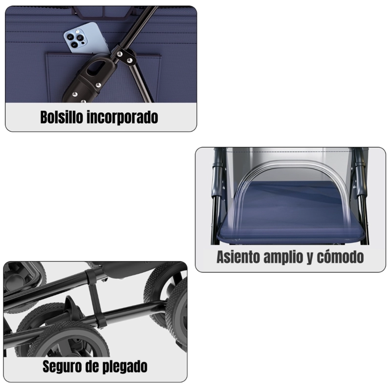 COCHE LINO MASCOTAS PLEGABLE LUBABYCAS ROSADO 2 EN 1 - 6