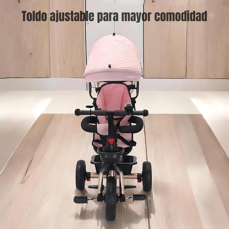 TRICICLO 3 EN 1 CON APOYA PIES 360°LUBABYCAS NEGRO - 6