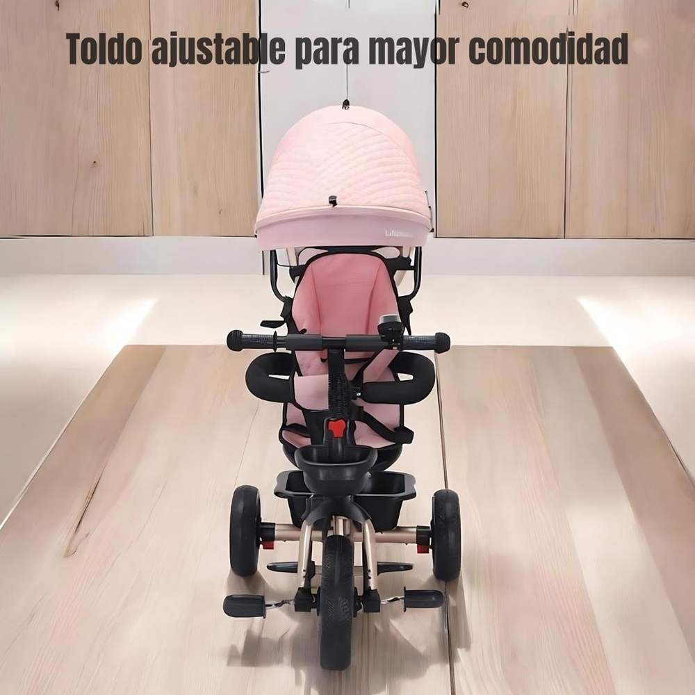 TRICICLO 3 EN 1 CON APOYA PIES 360°LUBABYCAS NEGRO - 6