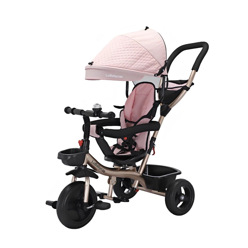 TRICICLO 3 EN 1 CON APOYA PIES 360°LUBABYCAS ROSADO - 1