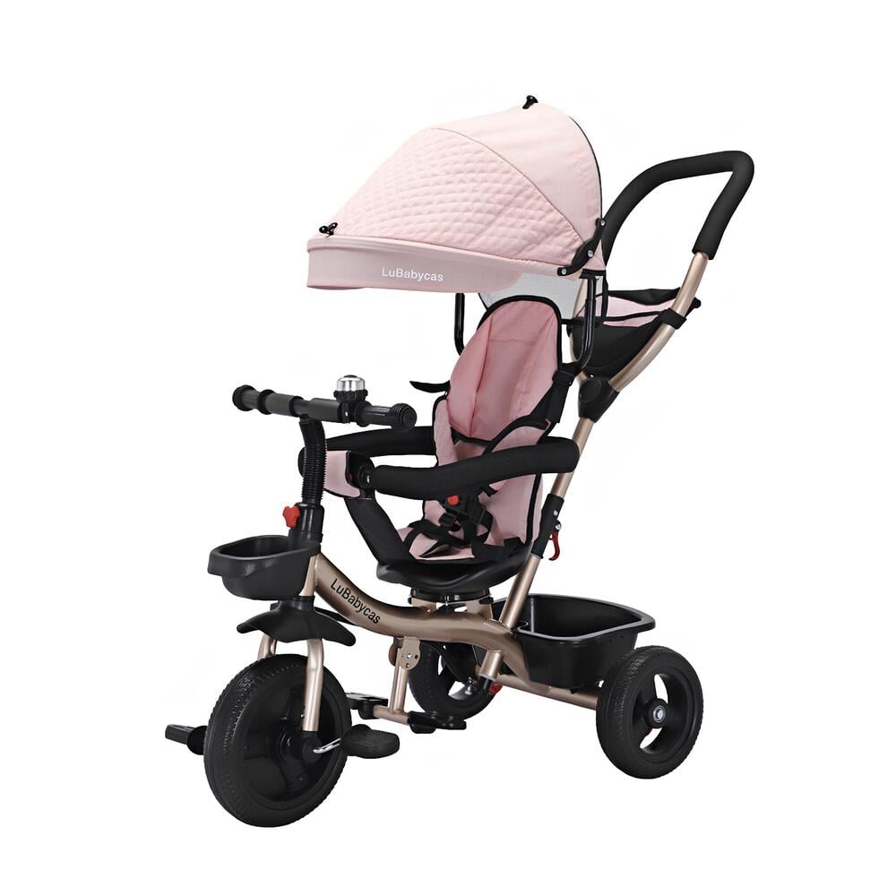 TRICICLO 3 EN 1 CON APOYA PIES 360°LUBABYCAS ROSADO - 1