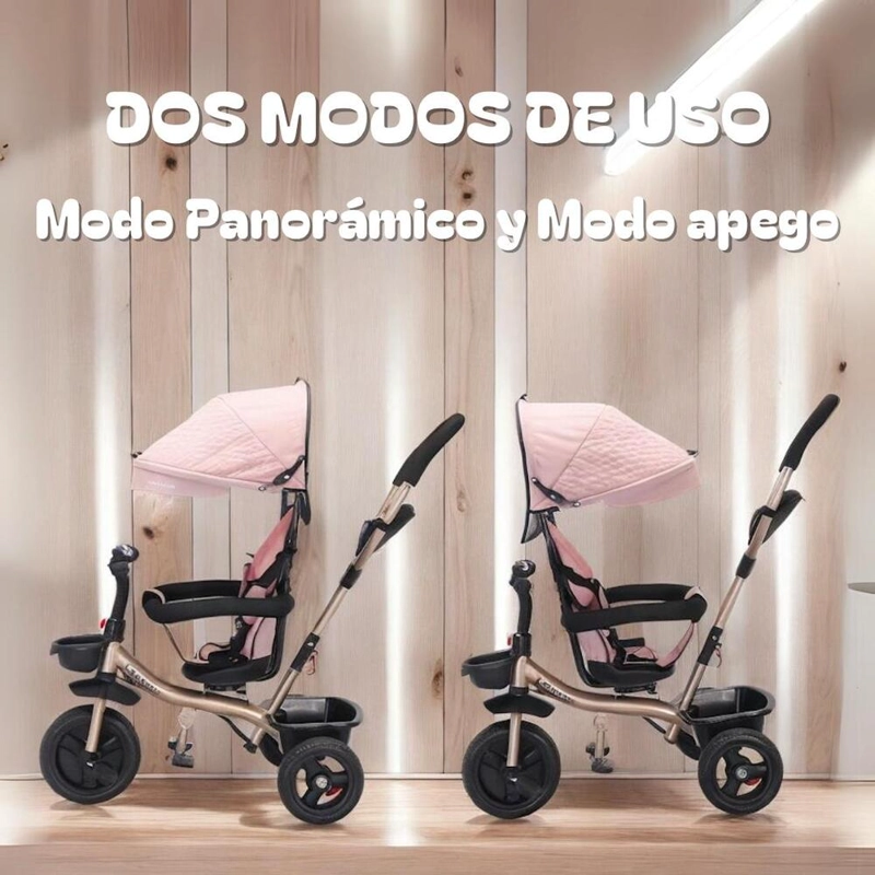 TRICICLO 3 EN 1 CON APOYA PIES 360°LUBABYCAS ROSADO - 3