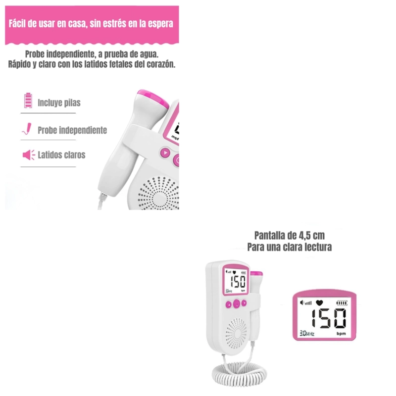MONITOR LUBABYCAS FETAL DOPPLER LATIDOS CORAZÓN BEBÉ BY BLANCO - 3