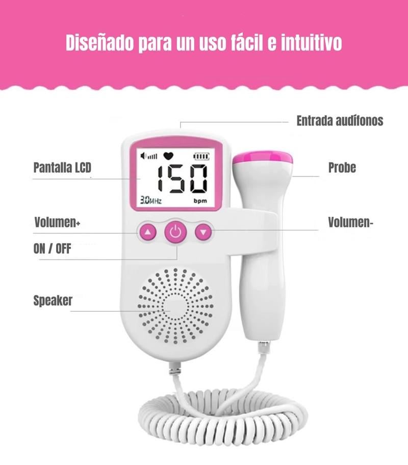 MONITOR LUBABYCAS FETAL DOPPLER LATIDOS CORAZÓN BEBÉ BY BLANCO - 6