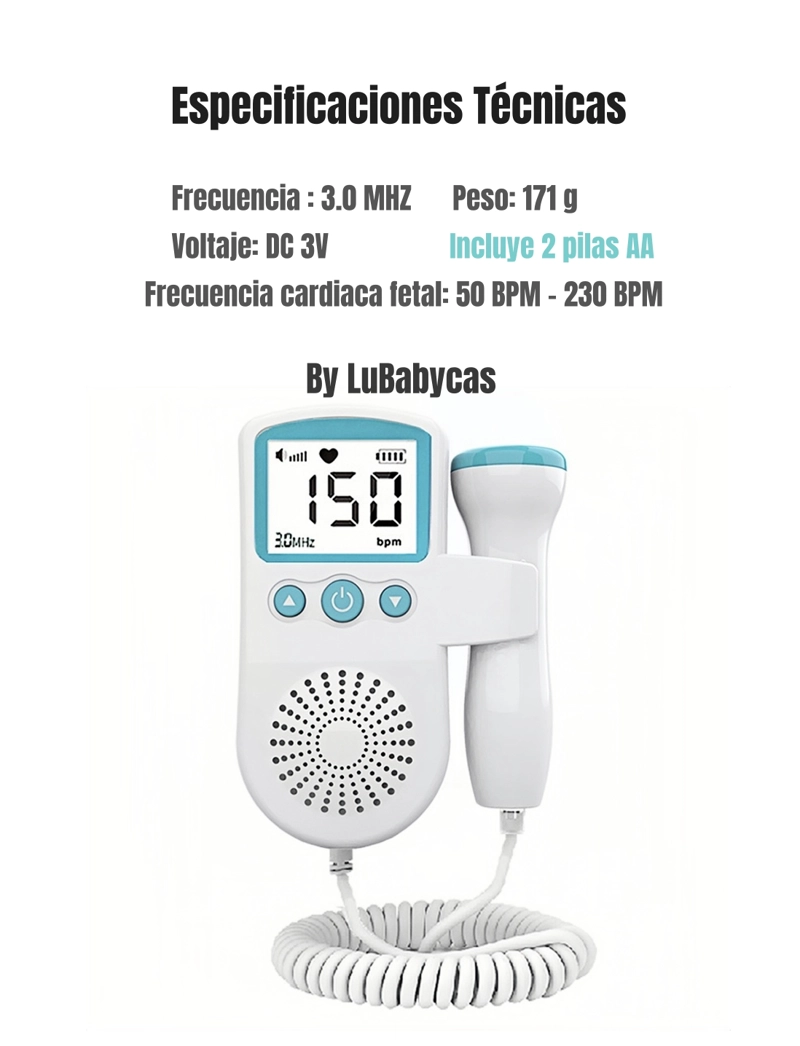 MONITOR LUBABYCAS FETAL DOPPLER LATIDOS CORAZÓN BEBÉ BY BLANCO - 8