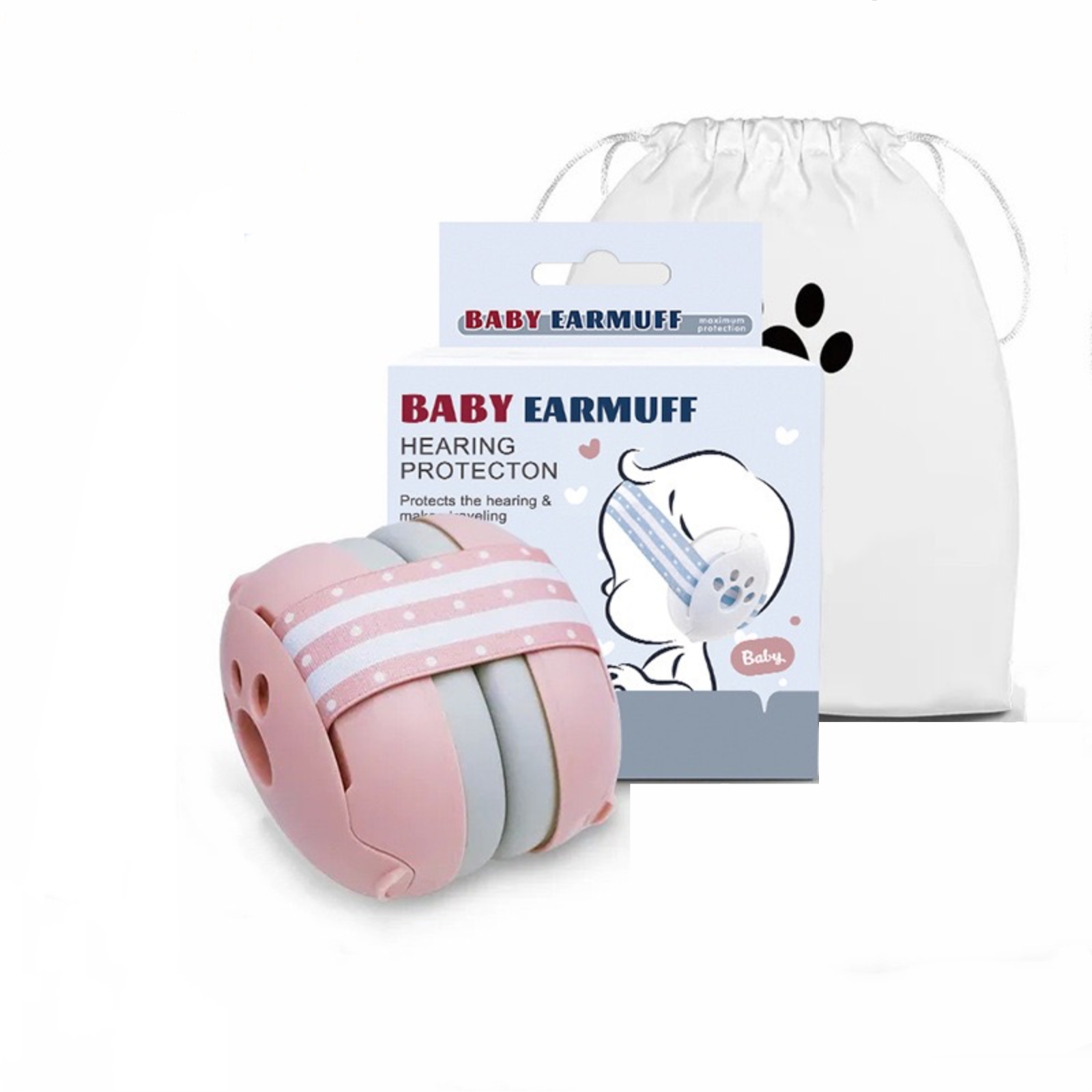 OREJERAS LUBABYCAS ANTIRUIDO AURICULARES PROTECTORES BEBÉS ROSADO - 1