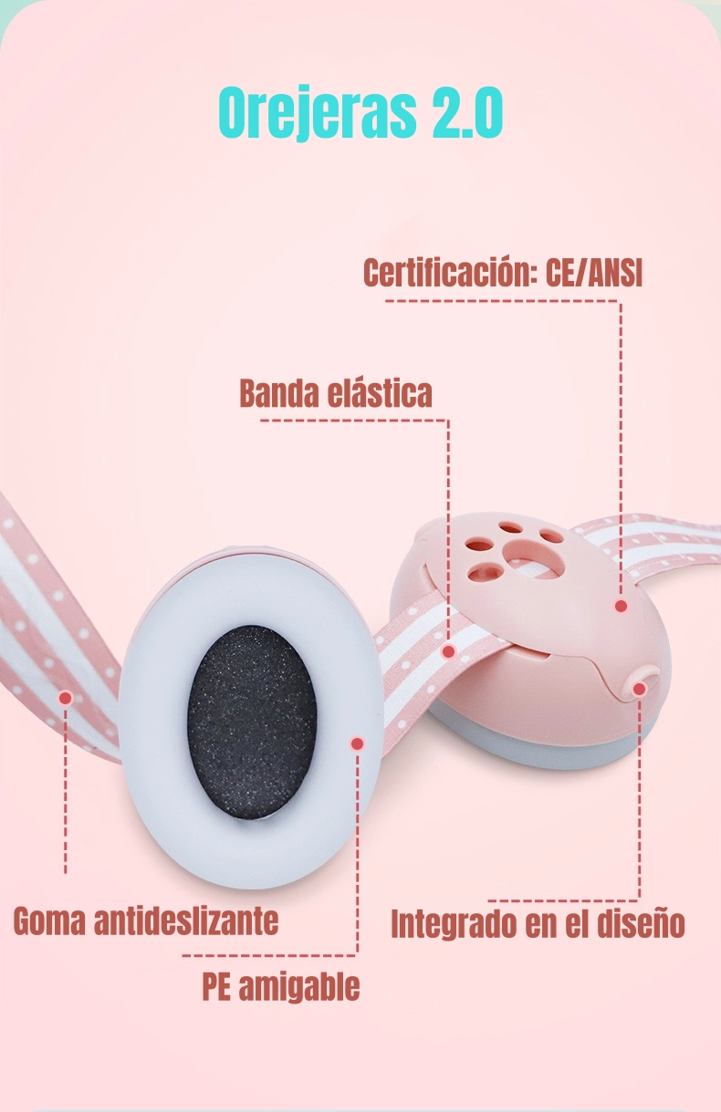 OREJERAS LUBABYCAS ANTIRUIDO AURICULARES PROTECTORES BEBÉS ROSADO - 3