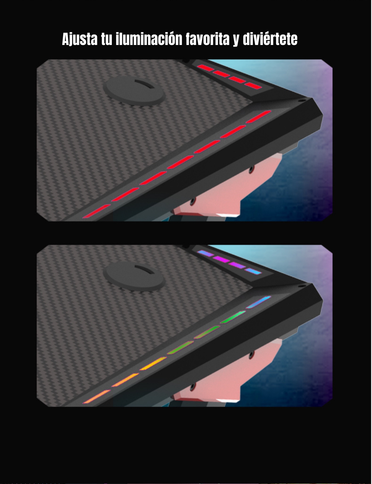 ESCRITORIO LUBABYCAS GAMER CON LUCES 140X60X73CM BY NEGRO - 6