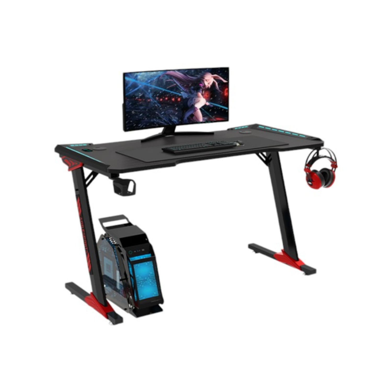 ESCRITORIO LUBABYCAS GAMER CON LUCES 120X60X73CM NEGRO - 1