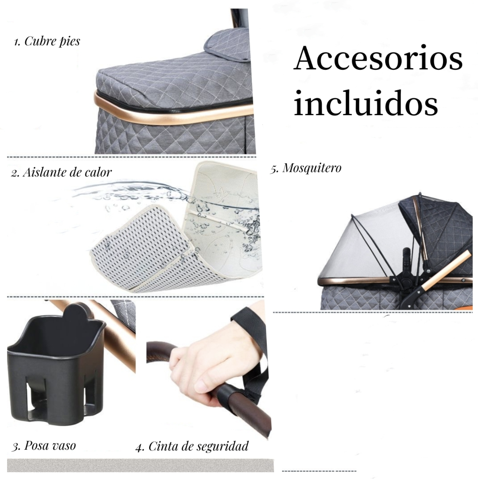 COCHE CUNA LUBABYCAS BABYPLUS CON SILLA NIDO Y ACCESORIOS NEGRO - 2