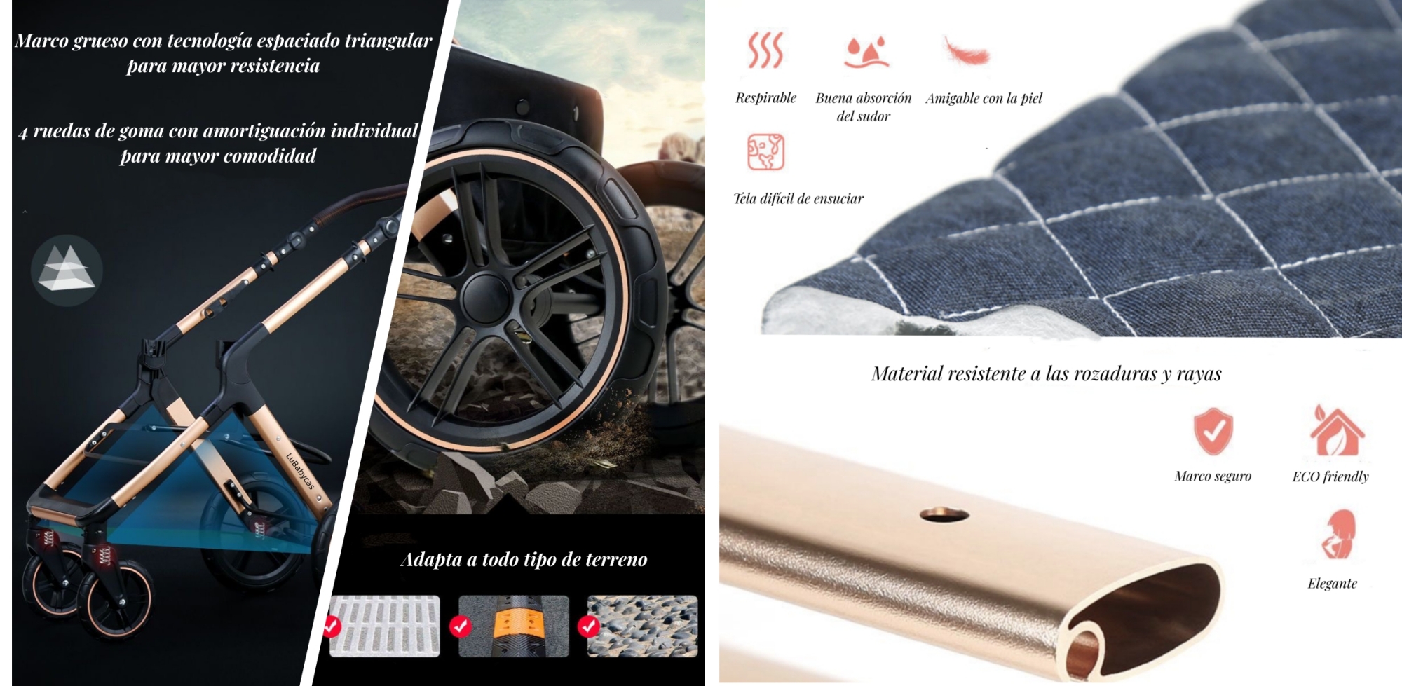 COCHE CUNA LUBABYCAS BABYPLUS CON SILLA NIDO Y ACCESORIOS NEGRO - 7