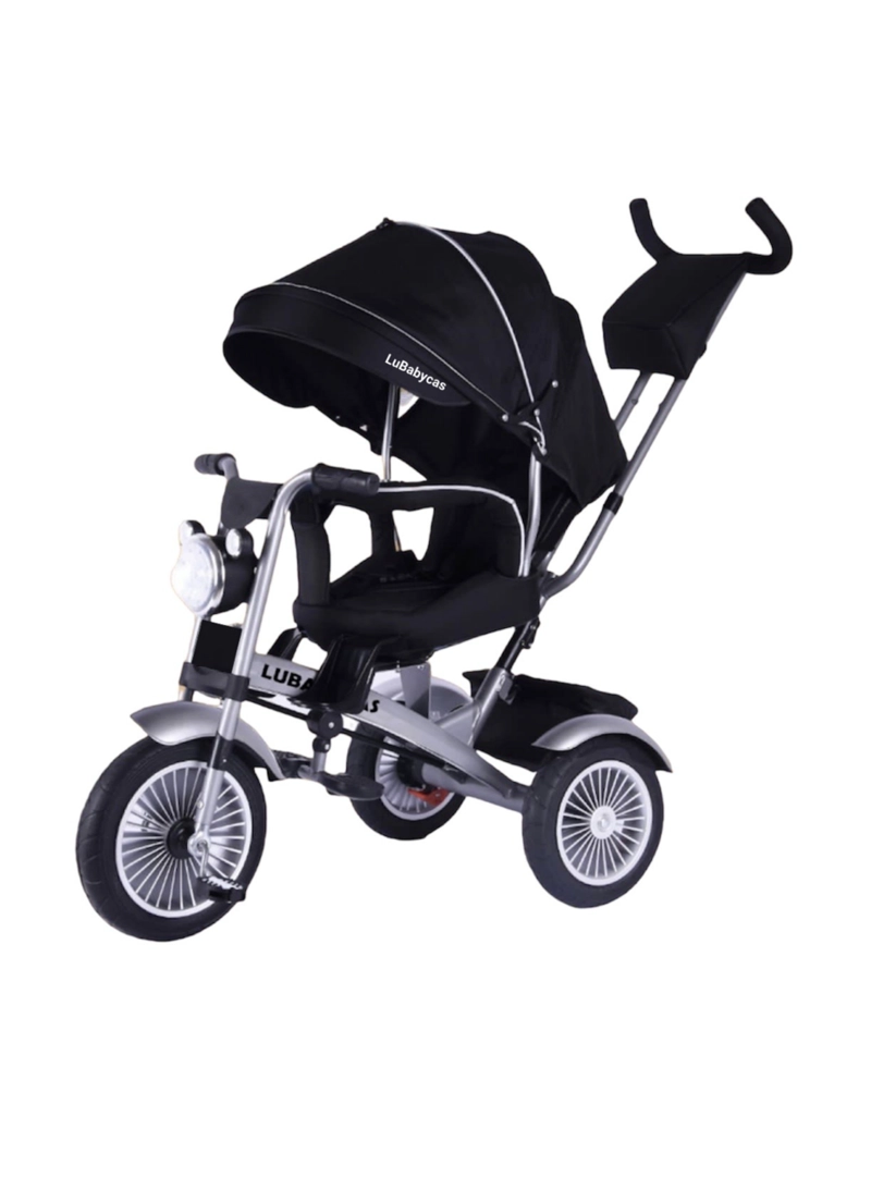 TRICICLO LUBABYCAS MULTIFUNCIONAL 360° CON LUCES NEGRO - 1