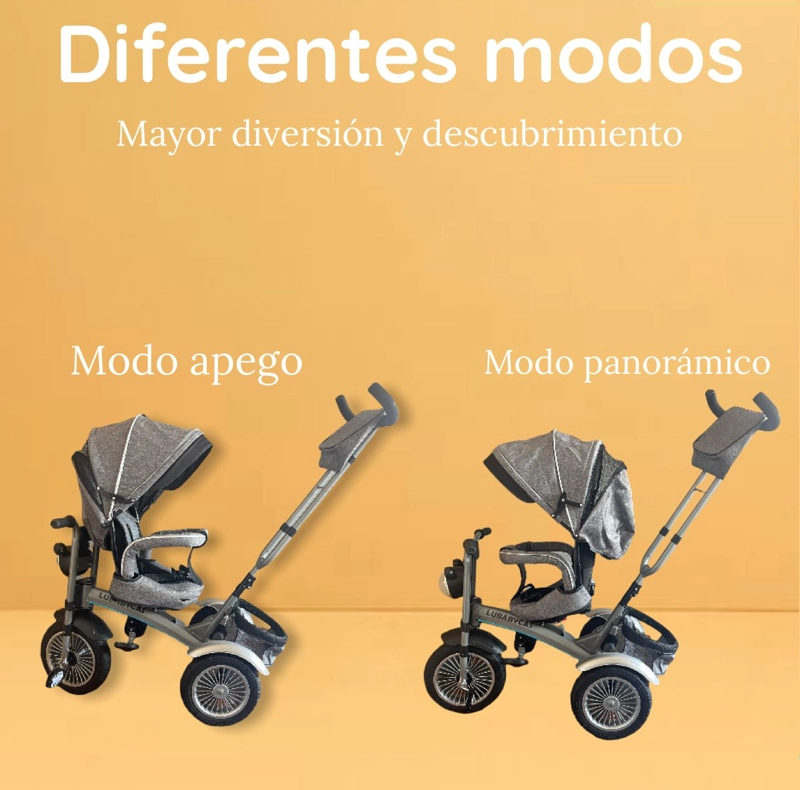 TRICICLO LUBABYCAS MULTIFUNCIONAL 360° CON LUCES NEGRO - 4