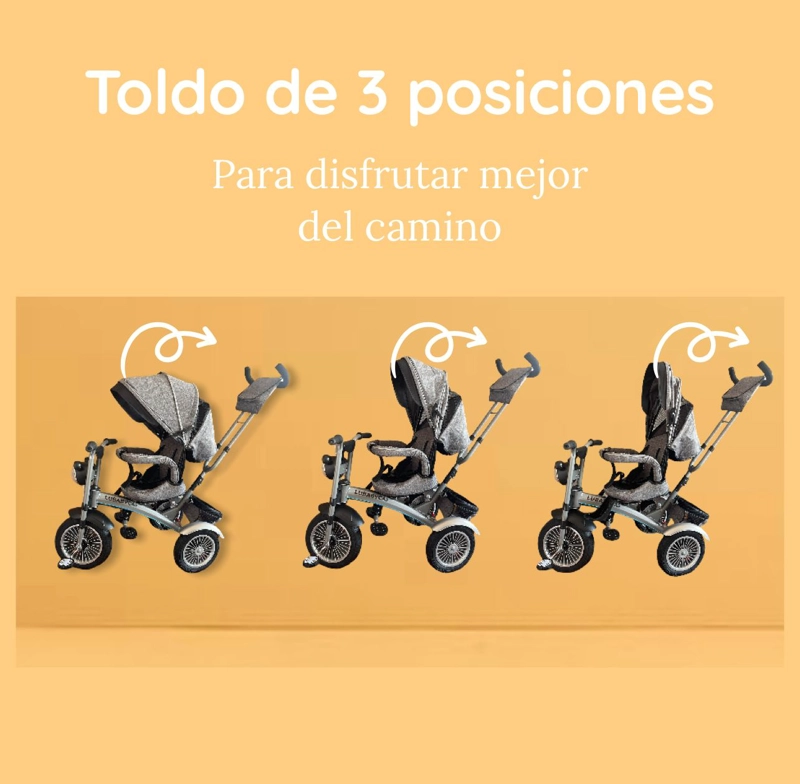 TRICICLO LUBABYCAS MULTIFUNCIONAL 360° CON LUCES NEGRO - 5