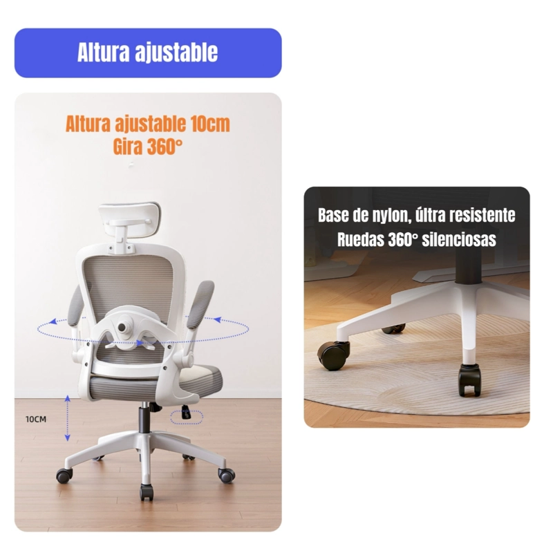 SILLA ESCRITORIO LUBABYCAS NEGRO CON APOYA CABEZA - 7
