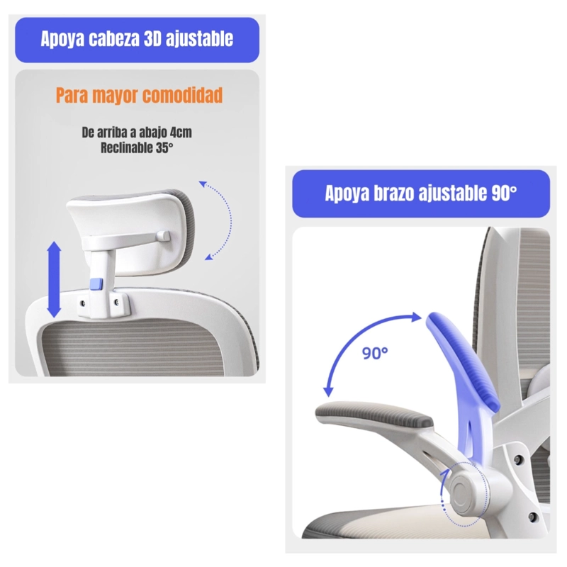 SILLA ESCRITORIO LUBABYCAS NEGRO CON APOYA CABEZA - 8