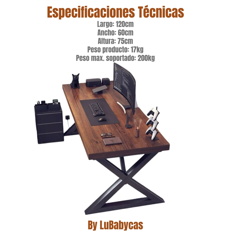 ESCRITORIO MESA COMEDOR GAMER RAIN 120*60*75CM LUBABYCAS - 8