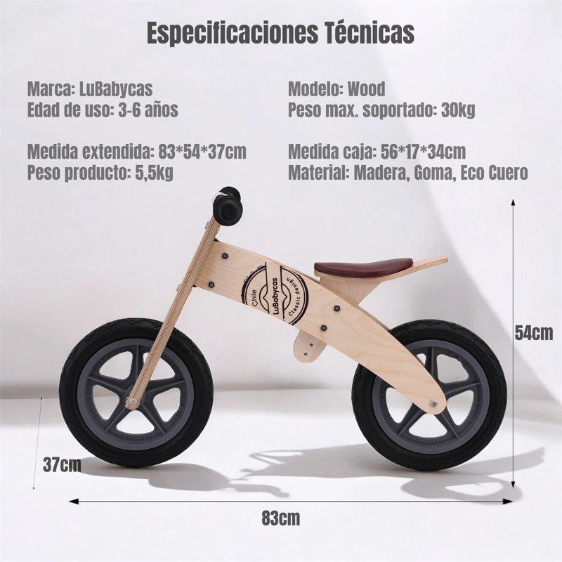 BICICLETA LUBABYCAS EQUILIBRIO MADERA WOOD ROSADO - 8