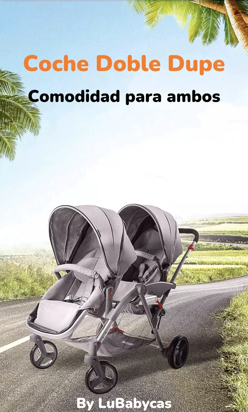 COCHE LUBABYCAS DUPE DOBLE DUO RECLINABLE 6 MODOS EN 1 GRIS - 2