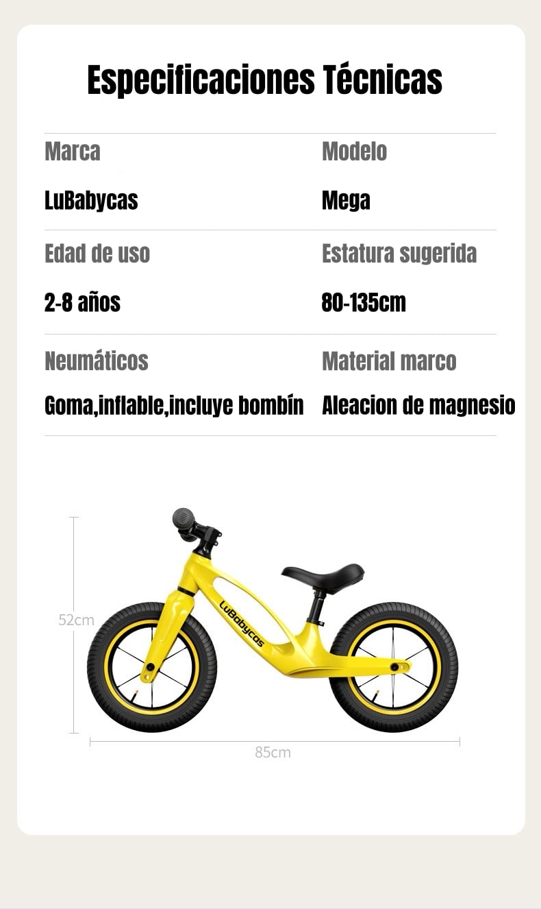 BICICLETA DE EQUILIBRIO CONVERTIBLE ARO 12 Y 14 AMARILLA - 8