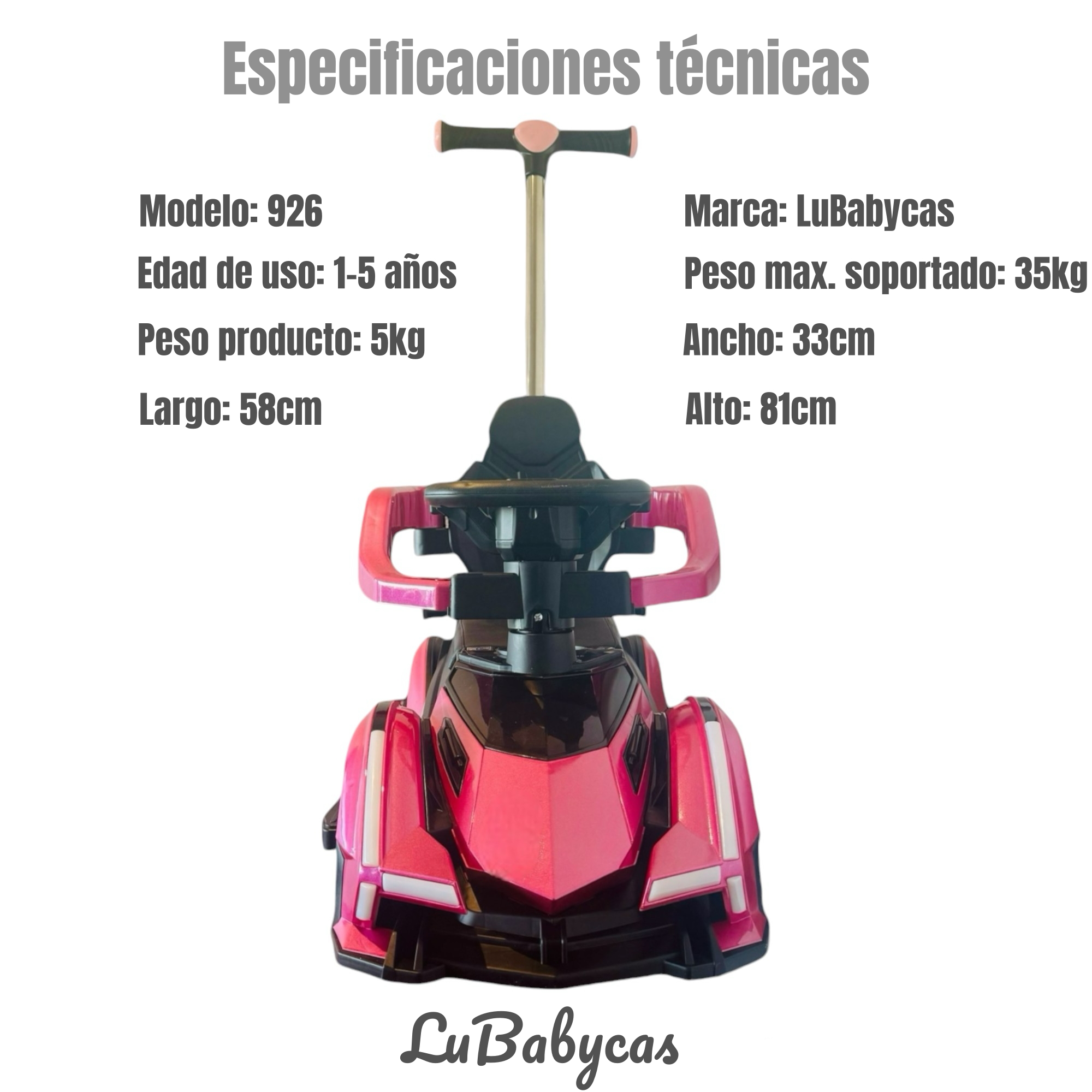 CORREPASILLO LUBABYCAS 926 ANDADOR AUTO CON MANILLA ROJO - 8