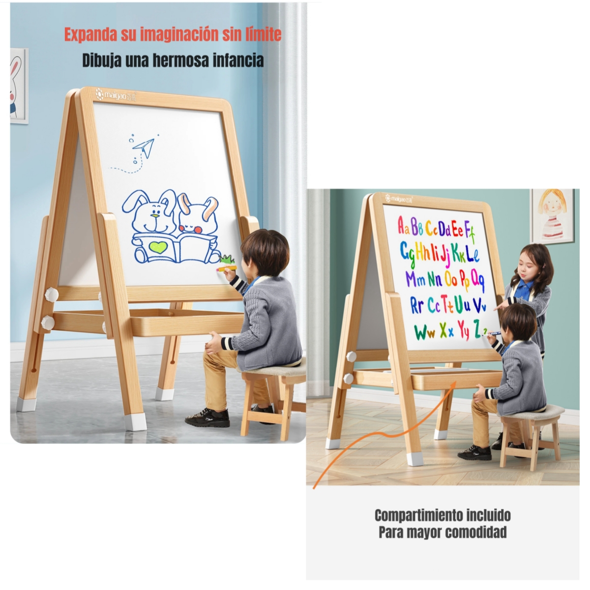 PIZARRA ATRIL DOBLE MAGNE TICA PLUMON CON ACCESORIOS 120CM - 5
