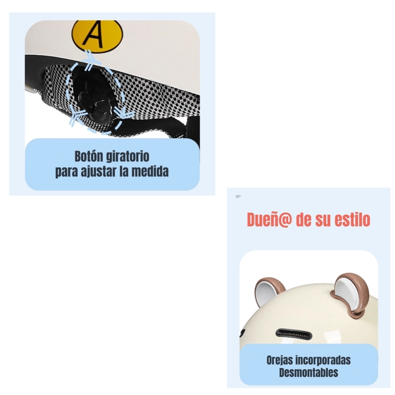 CASCO BICICLETA REGULABLE CON MICA PARA NIÑOS CREMA - 7