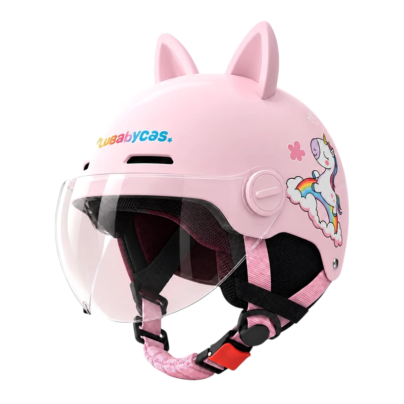 CASCO BICICLETA INFANTIL CON MICA COOL ROSADO LUBABYCAS - 1