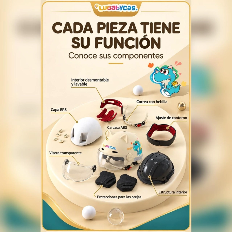 CASCO BICICLETA INFANTIL CON MICA COOL ROSADO LUBABYCAS - 4