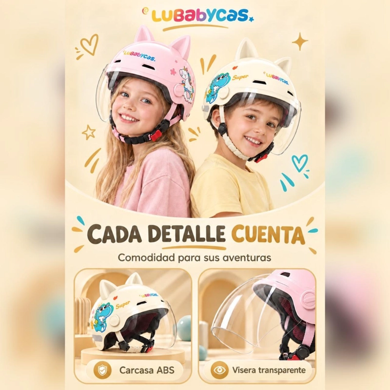 CASCO BICICLETA INFANTIL CON MICA COOL ROSADO LUBABYCAS - 7