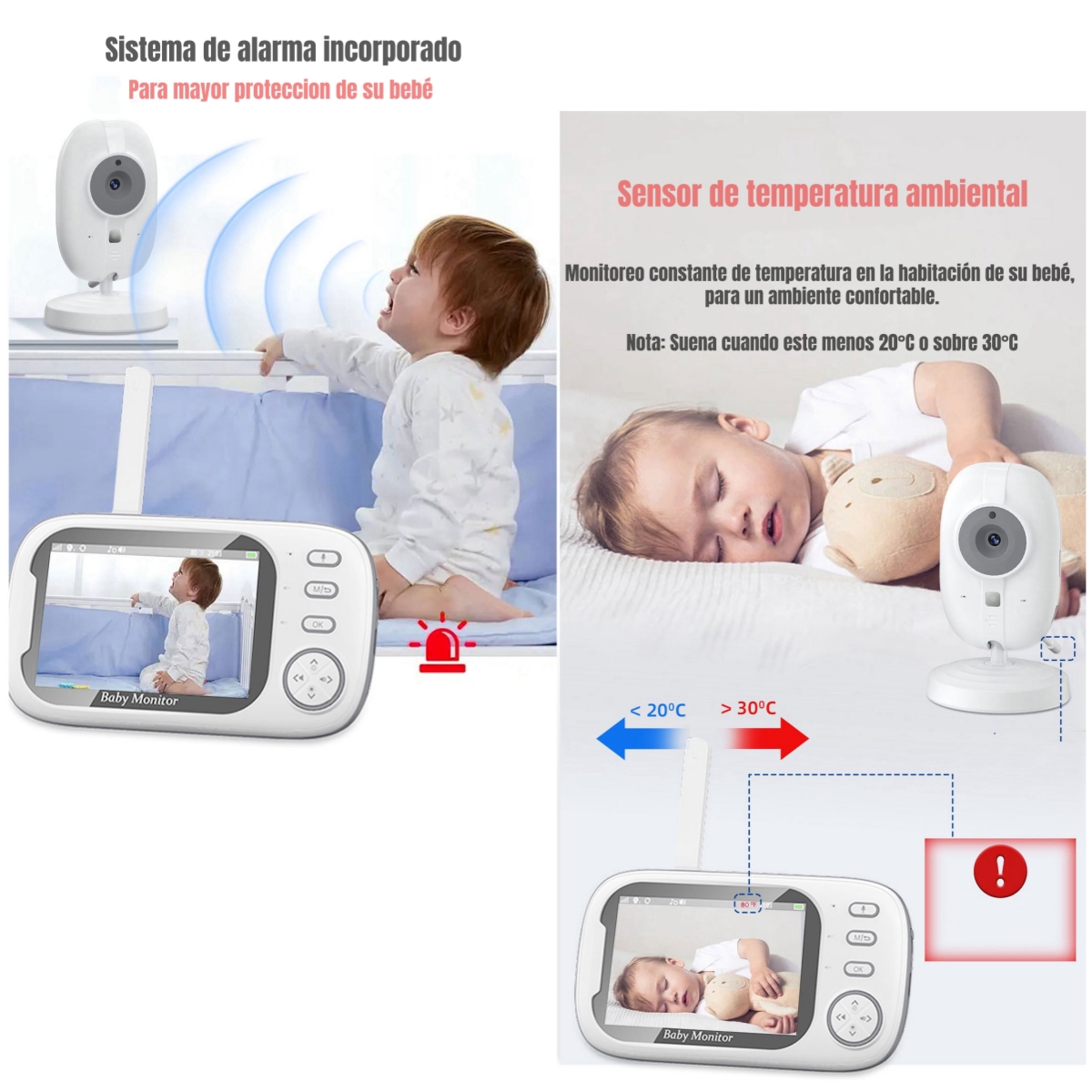 CÁMARA LUBABYCAS ABM600 MONITOR INTELIGENTE 3.5 PANTALLA 720P BLANCO - 5