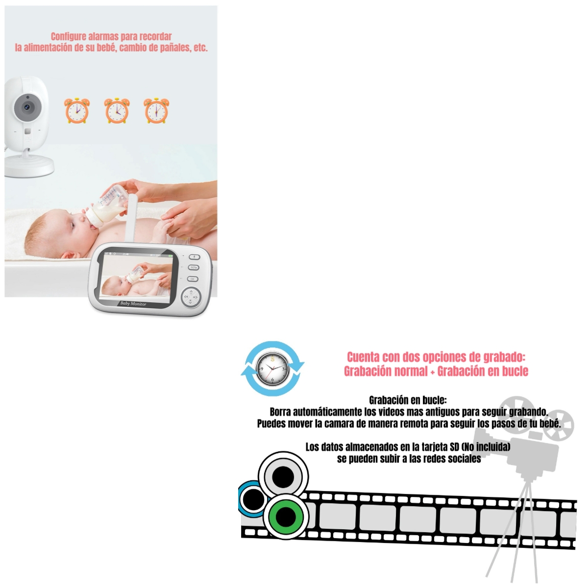CÁMARA LUBABYCAS ABM600 MONITOR INTELIGENTE 3.5 PANTALLA 720P BLANCO - 6
