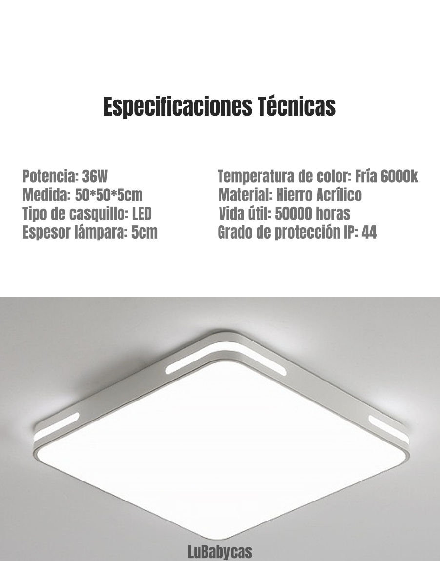 LÁMPARA DE TECHO LED 50X50CM 36W BY LUBABYCAS - 7