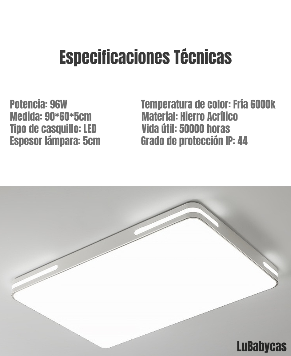 LÁMPARA DE TECHO LED 90X60CM 96W BY LUBABYCAS - 7