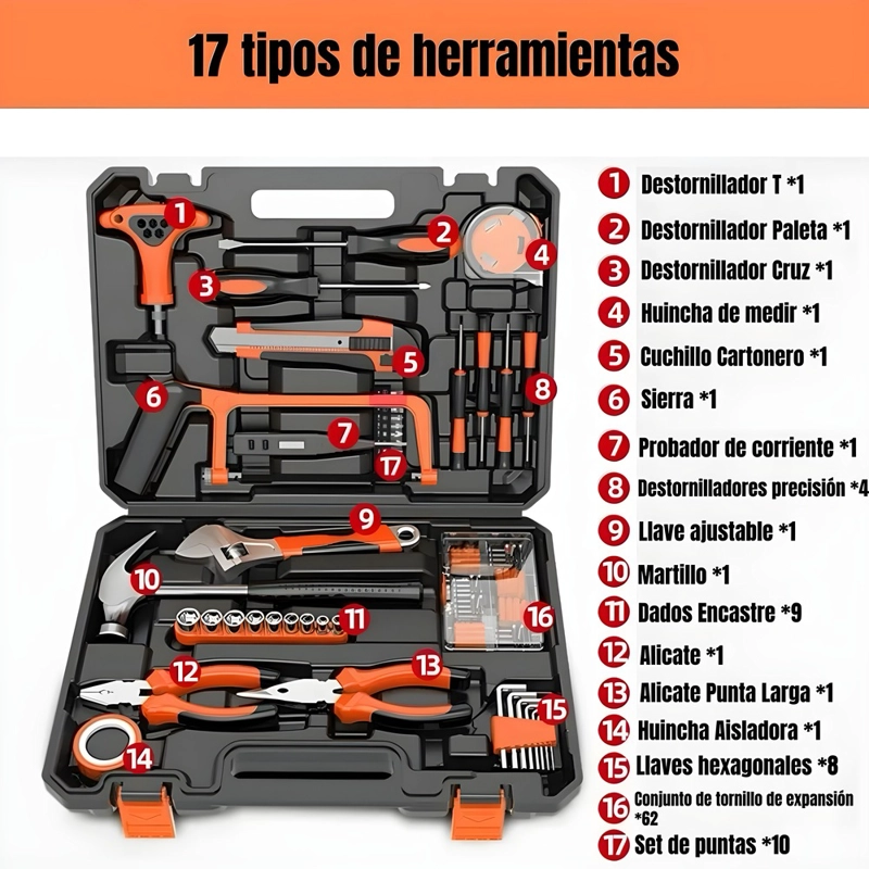 SET HERRAMIENTAS LUBABYCAS 17 TIPOS CAJA BY 105 PIEZAS - 2