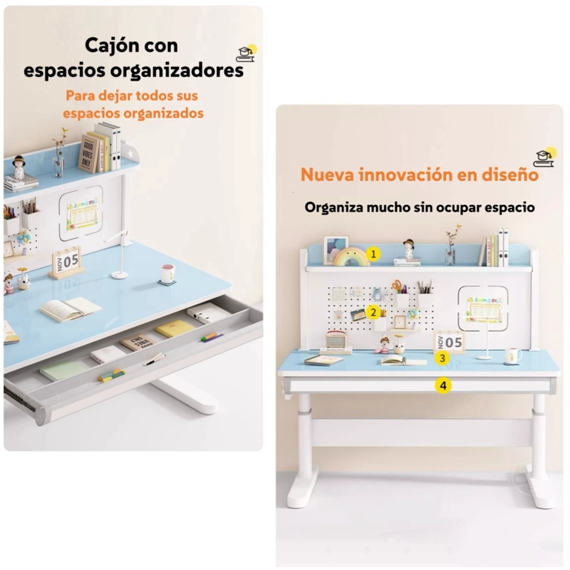 ESCRITORIO LUBABYCAS INFANTIL CON ESTANTE ORGANIZADOR 120CM - 3