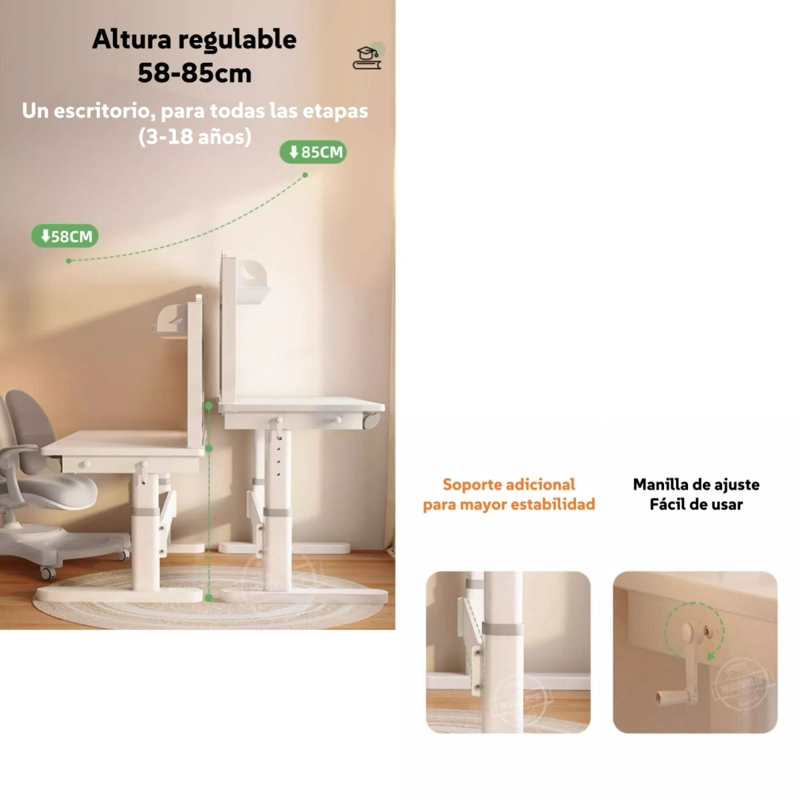 ESCRITORIO LUBABYCAS INFANTIL CON ESTANTE ORGANIZADOR 120CM - 4