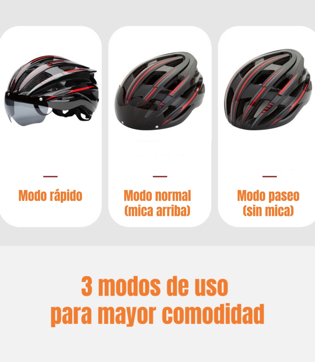 CASCO BICICLETA CON MICA FACIAL MAGNE TICA LUBABYCAS - 3
