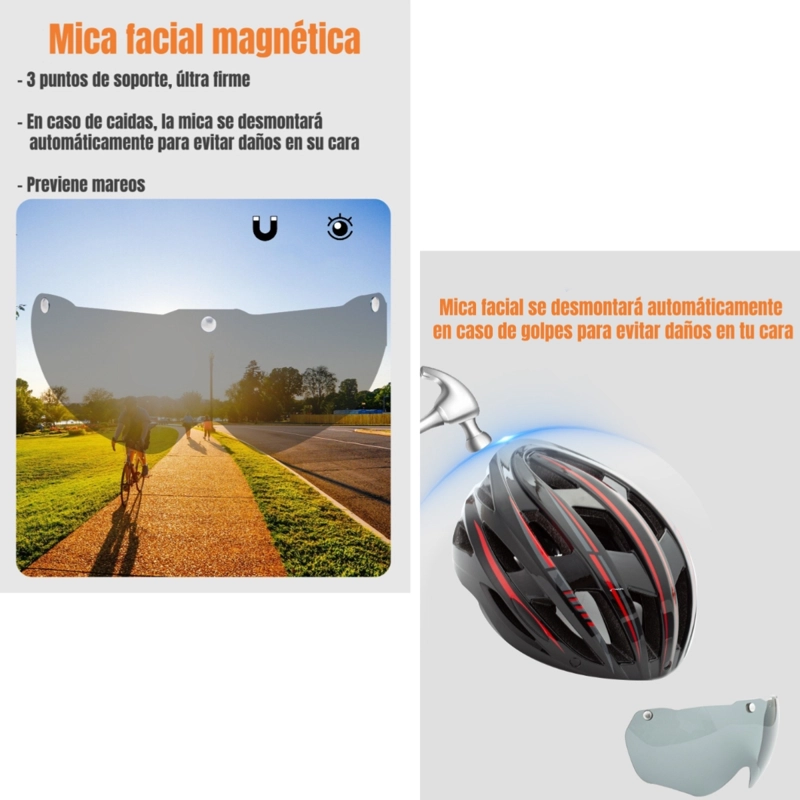 CASCO BICICLETA CON MICA FACIAL MAGNE TICA LUBABYCAS - 5