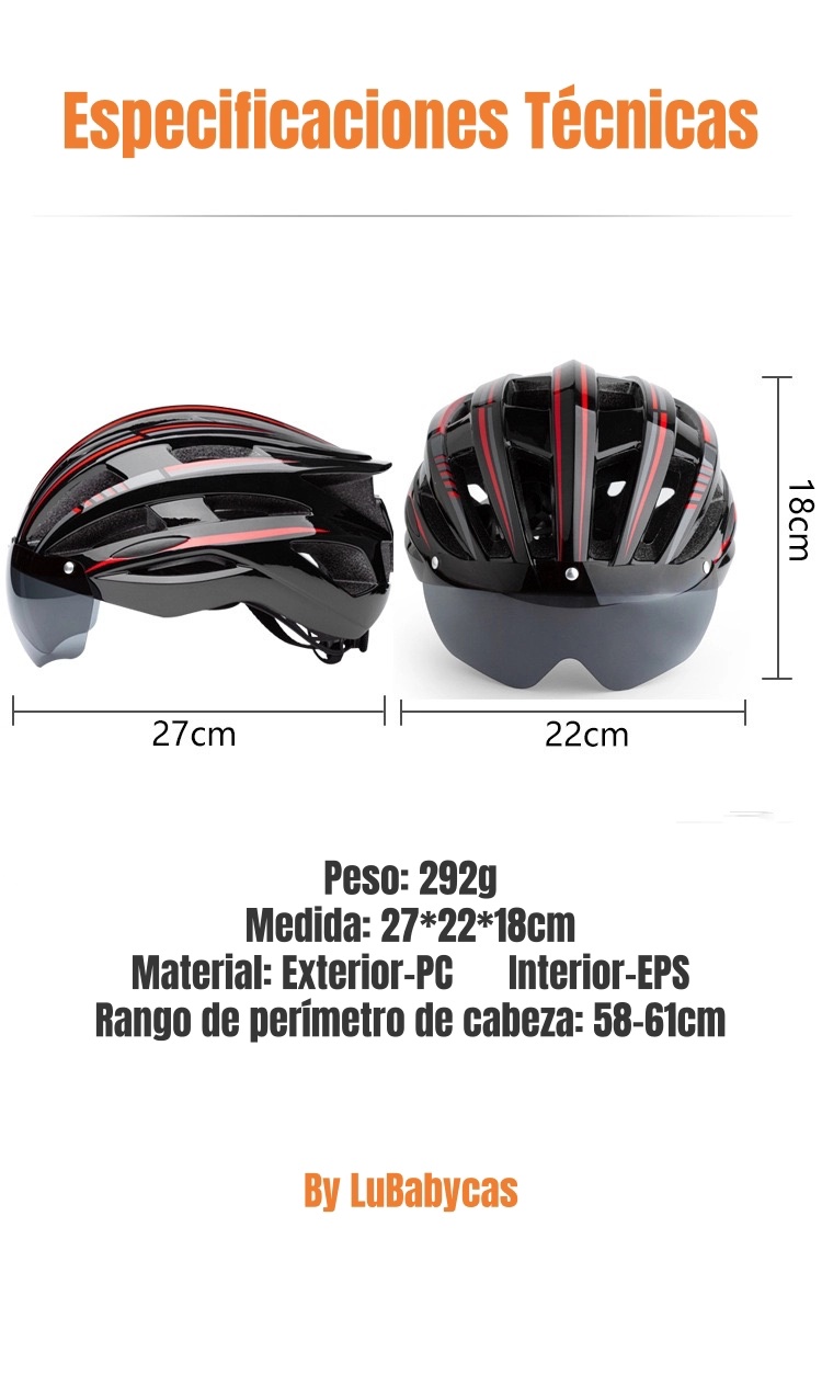 CASCO BICICLETA CON MICA FACIAL MAGNE TICA LUBABYCAS - 8