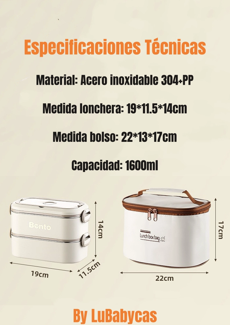 LONCHERA FIAMBRERA CALENTADORA MAS BOLSO TE RMICO LUBABYCAS - 8
