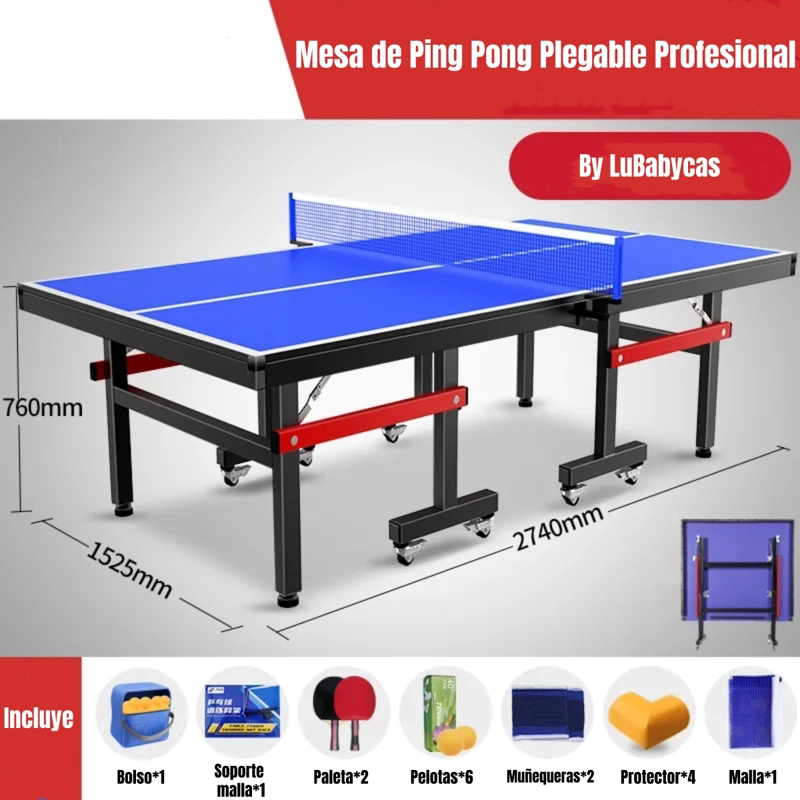 MESA DE PING PONG PROFESIONAL PLEGABLE ACCESORIOS LUBABYCAS - 2