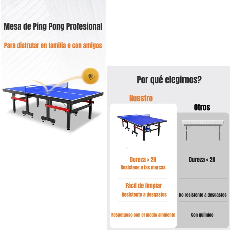 MESA DE PING PONG PROFESIONAL PLEGABLE ACCESORIOS LUBABYCAS - 3