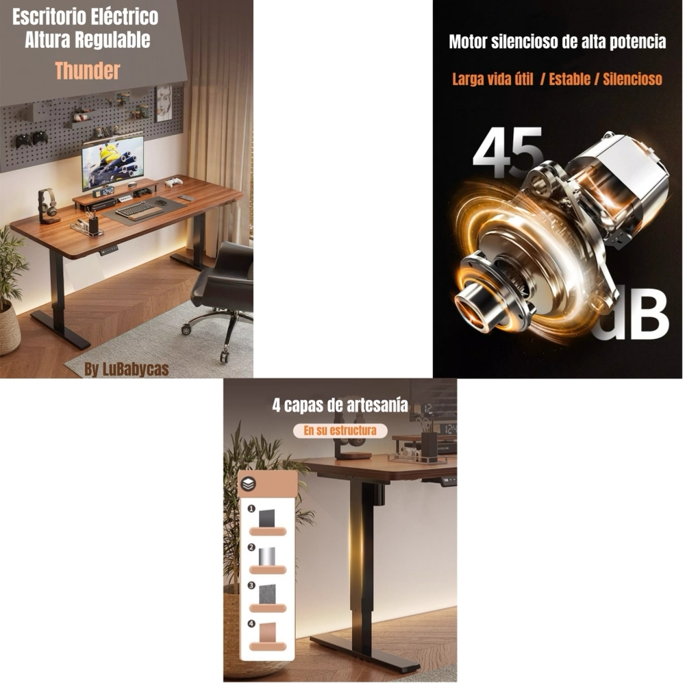 ESCRITORIO ELE CTRICO REGULABLE ACCESORIOS 140CM LUBABYCAS - 4