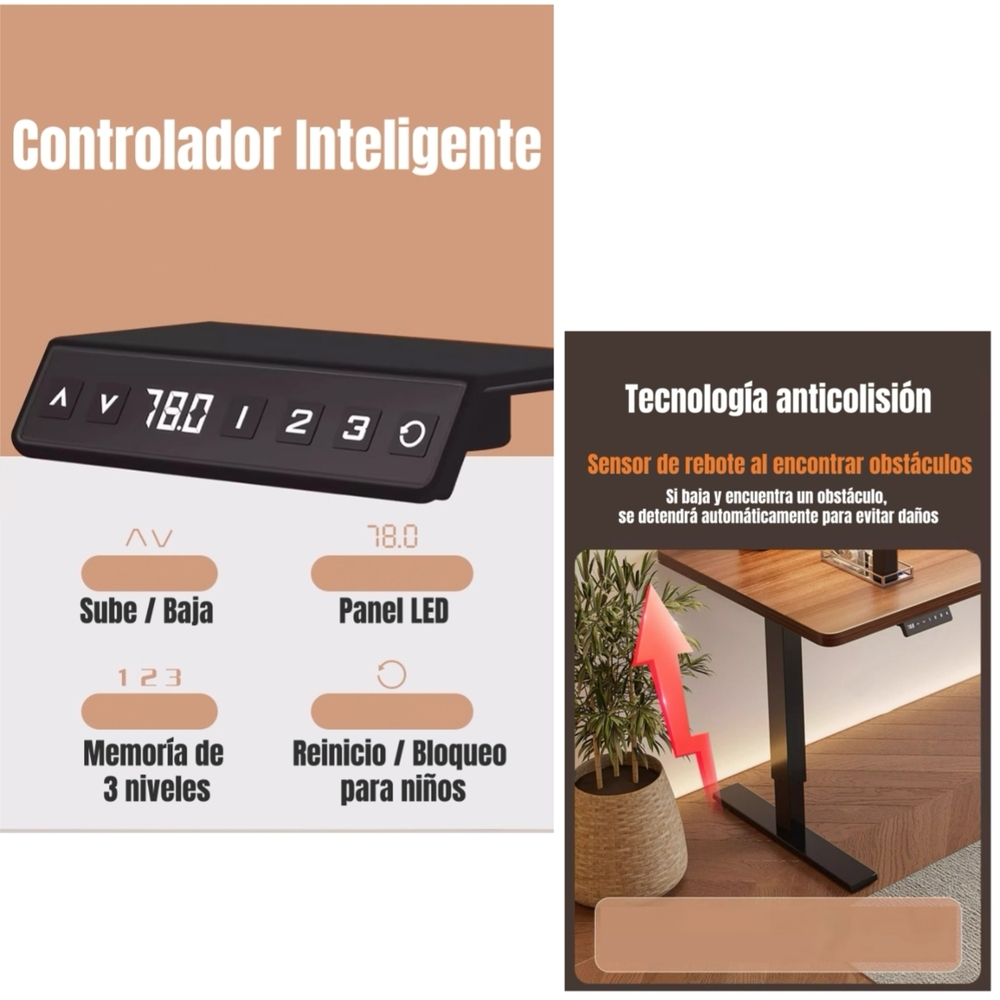 ESCRITORIO ELE CTRICO REGULABLE ACCESORIOS 140CM LUBABYCAS - 6