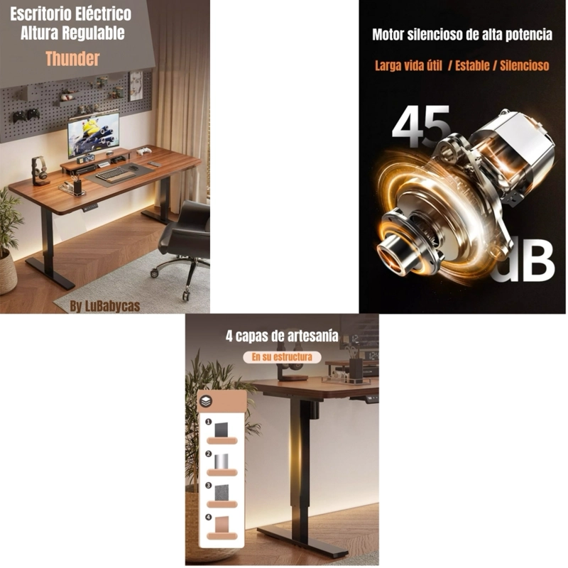 ESCRITORIO ELE CTRICO REGULABLE ACCESORIOS 120CM LUBABYCAS - 4