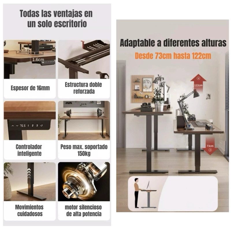 ESCRITORIO ELE CTRICO REGULABLE ACCESORIOS 120CM LUBABYCAS - 5