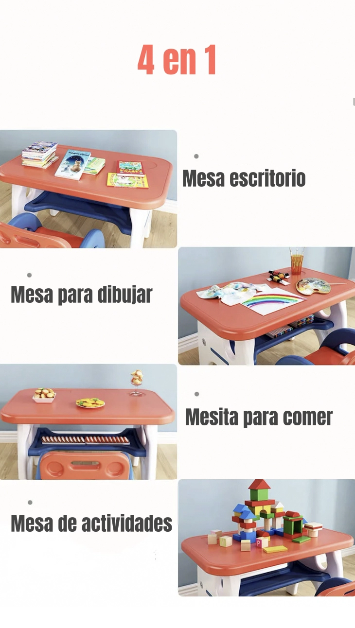 MESA CON SILLA MONTESSORI PARA NIÑOS 4 EN 1 LUBABYCAS - 3