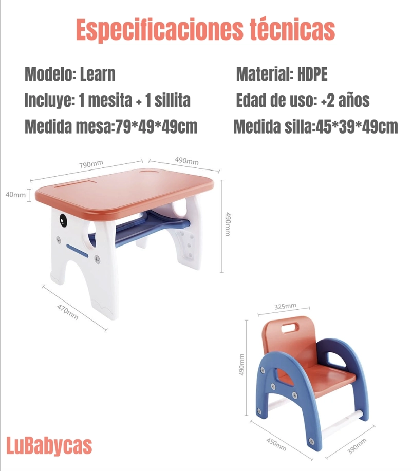 MESA CON SILLA MONTESSORI PARA NIÑOS 4 EN 1 LUBABYCAS - 8