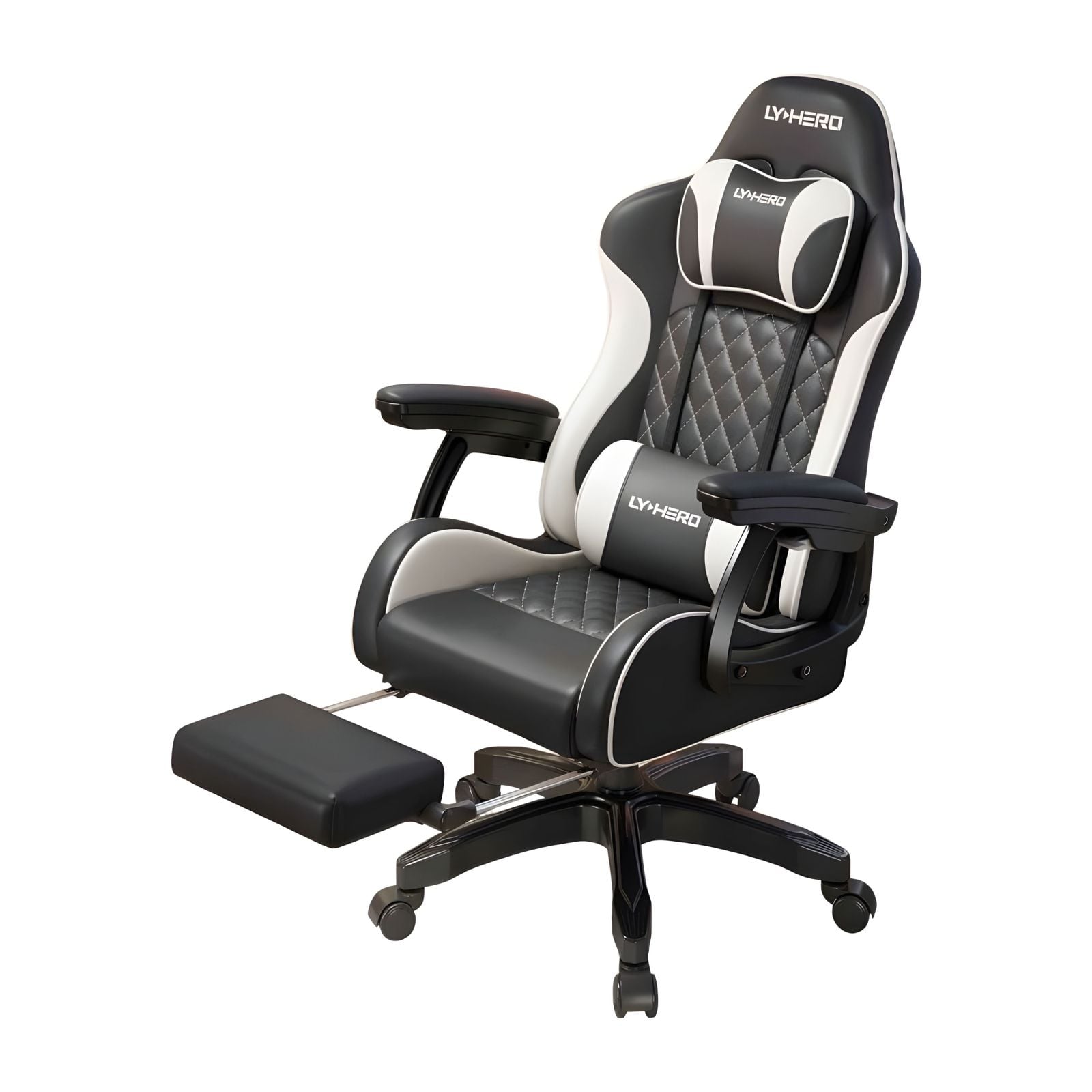 SILLA GAMER ERGONOMICA RECLINABLE CON REPOSAPIES NEGRA - 1